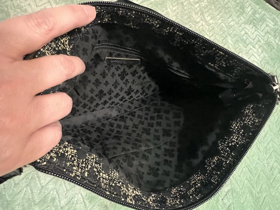 PATRICK COX BLACK FLEUR DE LIS Shoulder Satchel Purse Bag Black Kings Crossbody - Image 2 of 4