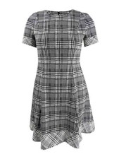 DKNY Women's Twin Print Short Sleeve Fit Flare Dress