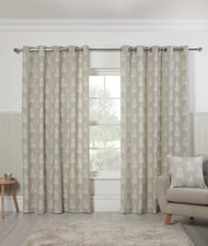 Lined Eyelet Floral Silver Curtains Sundour Esher