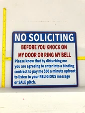 Funny Novelty Place Signs no soliciting