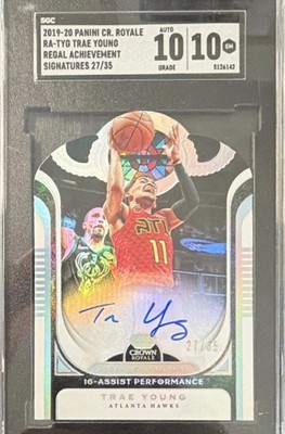 Panini Crown Royale 2019-20 Trae Young RA-TYG Regal Achievement Auto /35 SGC 10