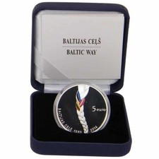 LATVIA 2014 silver coin 5€    Baltic way   PP