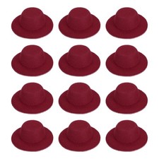 1.4 Inch Mini Formal Hats, 12 Pcs Doll Hats for Crafts, Burgundy