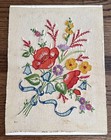 Vintage Hand Embroidered Linen Floral Panel By Vogart  454 Mounted On Cardboard — photo 1