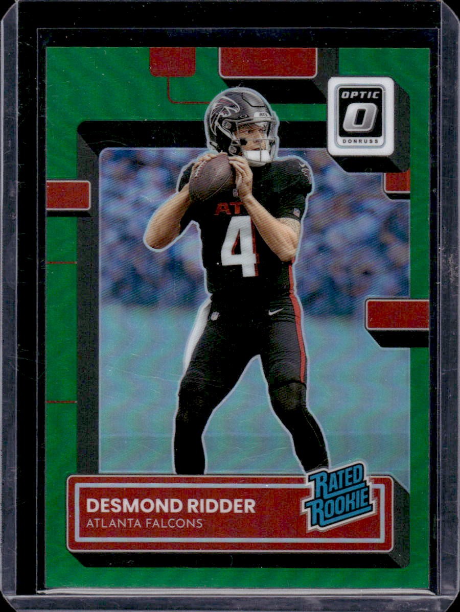 Desmond Ridder 2022 Donruss Optic #202 Rated Rookie Green Prizm #5/5