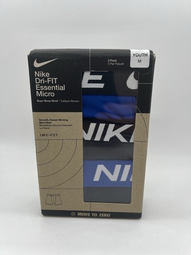 Nike Boys Dri-Fit Youth Size Medium Essential Micro Boxer Briefs 3-Pack - Picture 2 of 4
