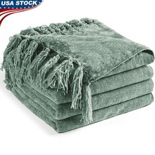 Lussuosa coperta in ciniglia morbida accogliente frange nappa leggera facile cura