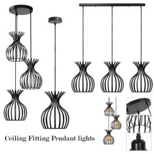 Pendant Ceiling Lamp Wire Cage Industrial Cluster Light 1 Way  & 3 Way Fitting