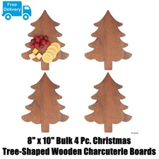 8" x 10" Bulk 4 Pc. Christmas Tree-Shaped Wooden Charcuterie Boards