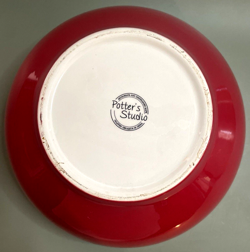 Cuenco mezclador grande de cerezas de cerámica Potters Studio rojo 9 pulgadas - Imagen 6 de 6