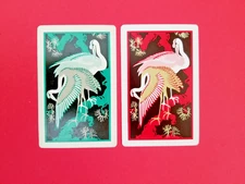 Cranes. Pair of art deco swap playing cards.