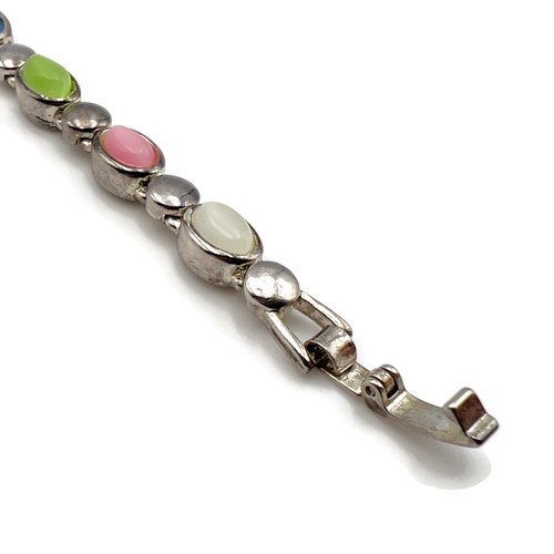 Premier Design PARFAIT Silberfarben Pastell Glas Katzenauge Cabochon Armband - Bild 7 von 12