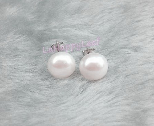 Aretes de perlas blancas de agua dulce de 9-10 mm con espalda nupcial de plata de ley S925 - Imagen 6 de 11