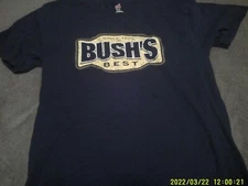 Pre-Owned Mens Bush's Best Beans T-Shirt Blue-Sz M