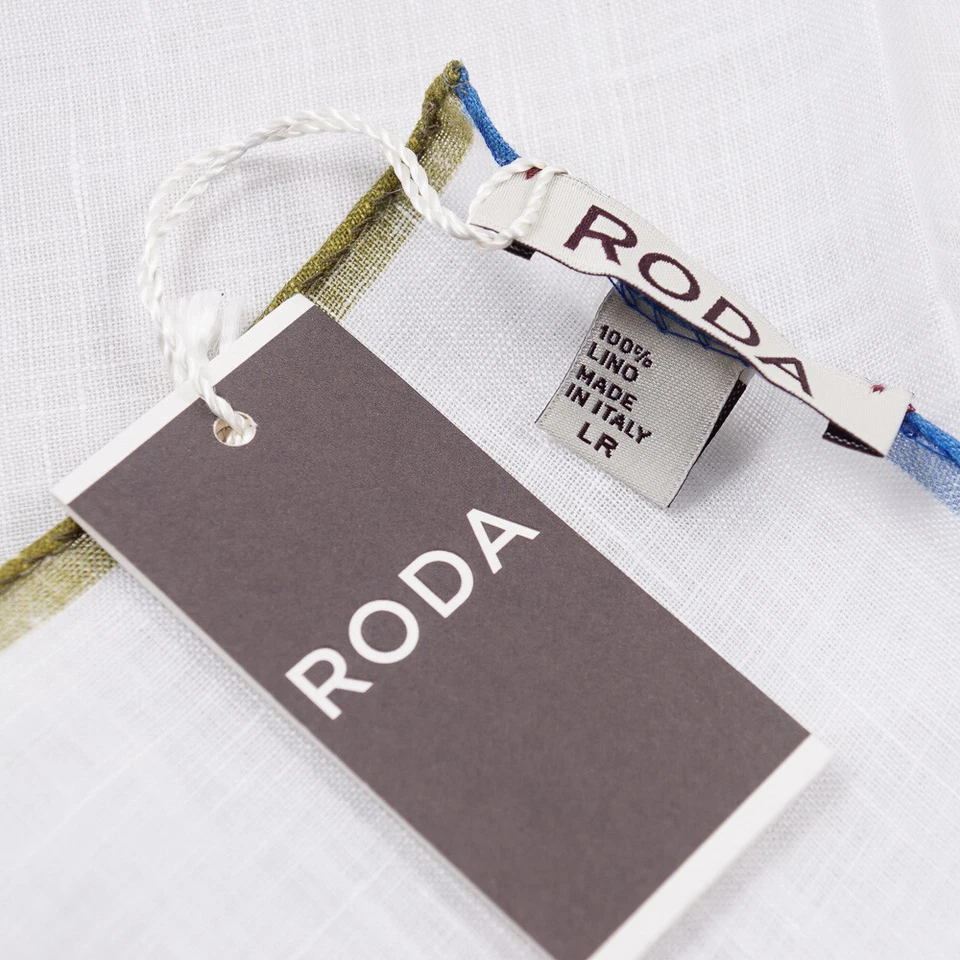NWT RODA Multicolor Contrast Quadrant Border Print Linen Pocket Square - Image 3 of 3