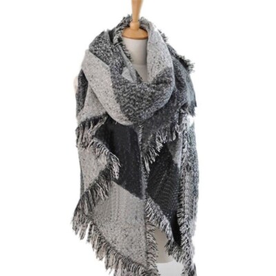 Damen Schal Plaid Fransen Wolle Schal Kaschmir Elegant Bequem Kalt