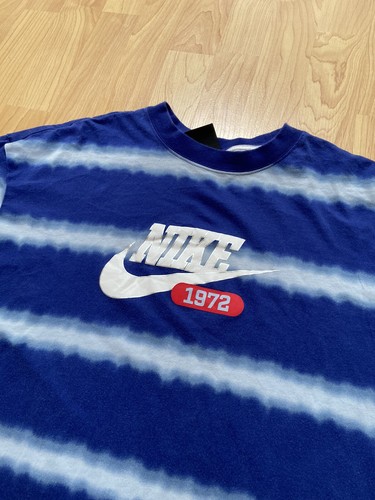 Vtg Nike Striped Tie Dye T Shirt Size XL Blue White Rare Graphic Print Glitter - 第 3/4 張圖片