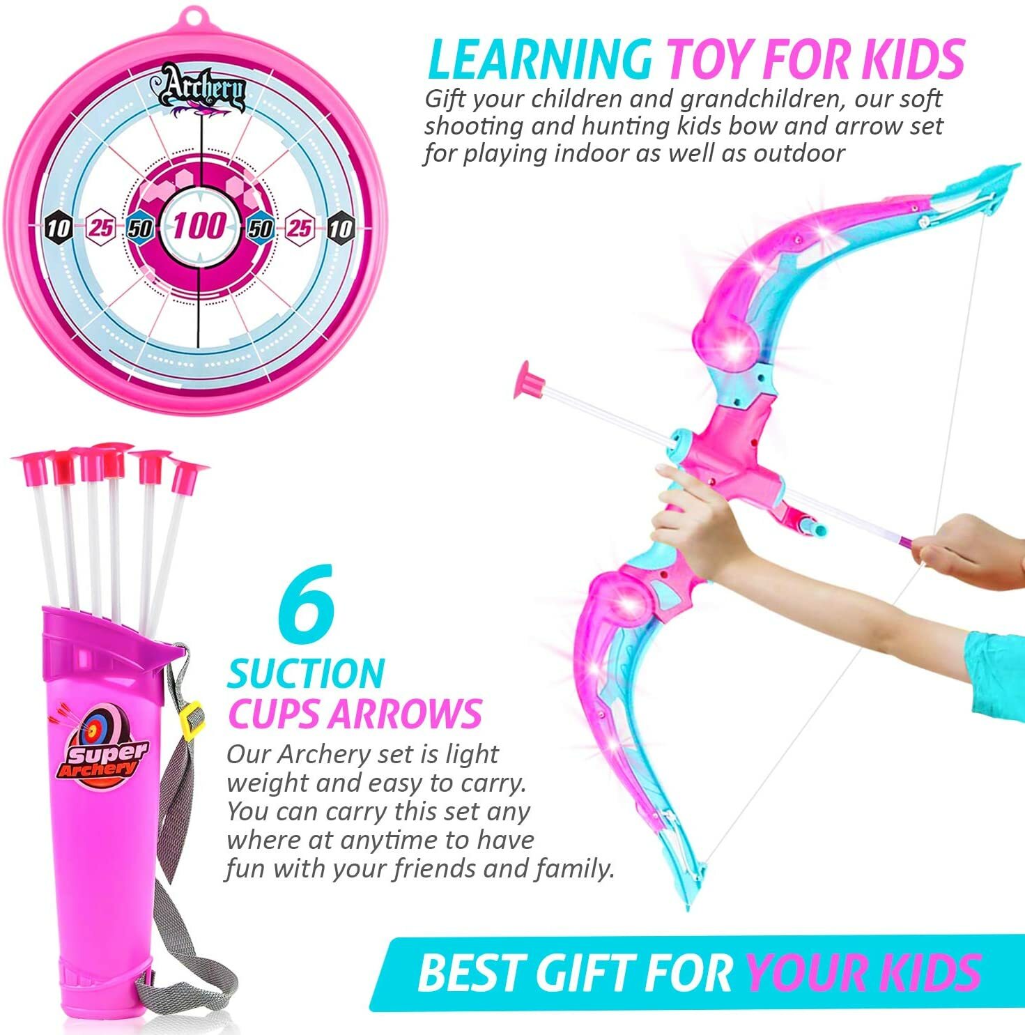 AZToys 881-24B6X2 Archery 2 Pack Combo Set - New Version, Upgrade to 6 Arrows