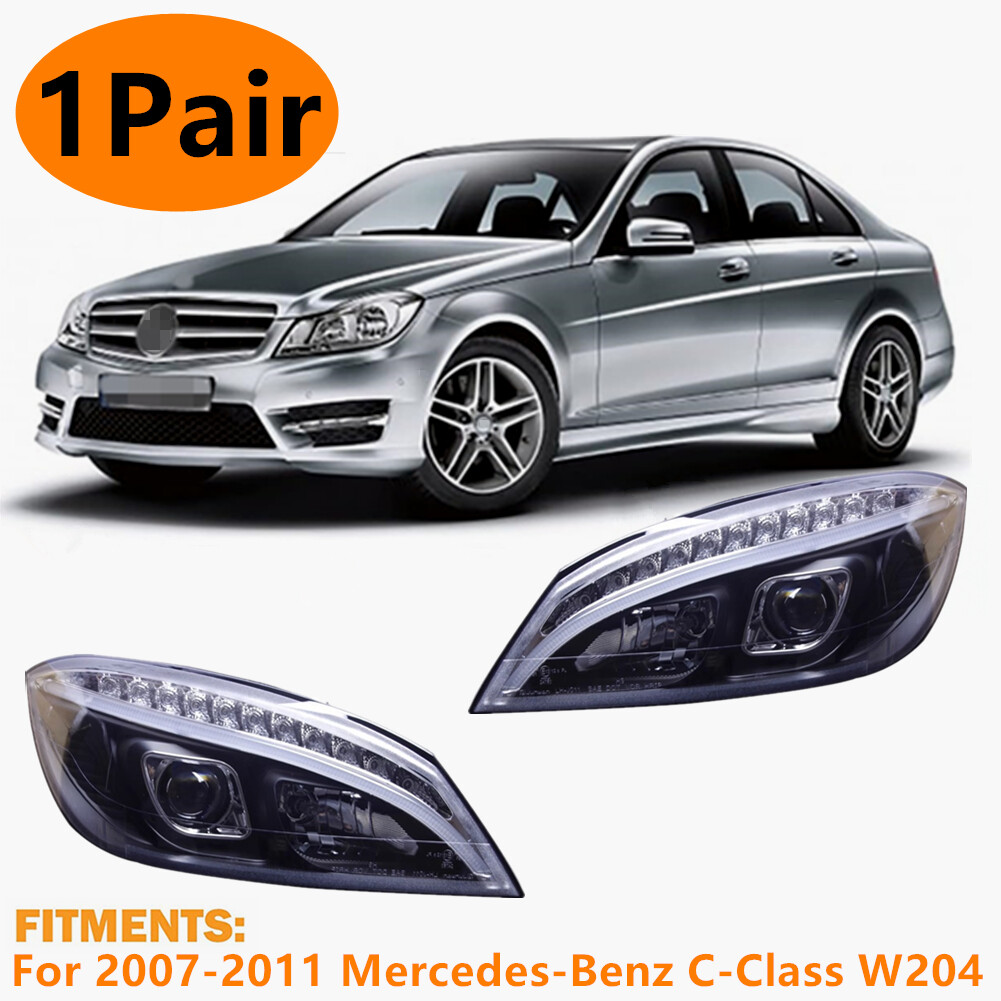 ✓Headlights For 2007-2011 Mercedes-Benz C-Class W204 LED DRL - Main Image