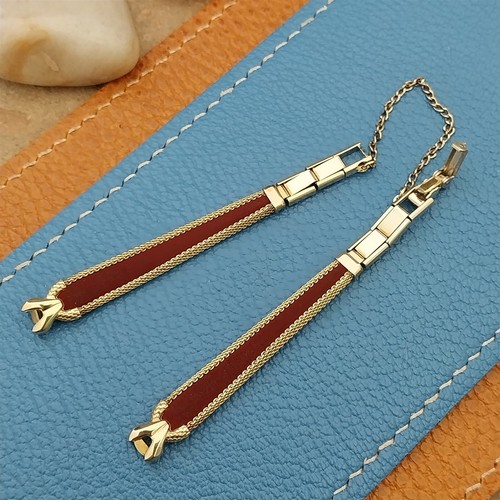 Ladies 10k Yellow Gold-Fill & Red Corfam JB Champion Unused Vintage Watch Band - Picture 9 of 9