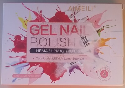 AIMEILI Gel Nail Polish Soak off U V LED Gel Nail Lacquer 4 Bottles