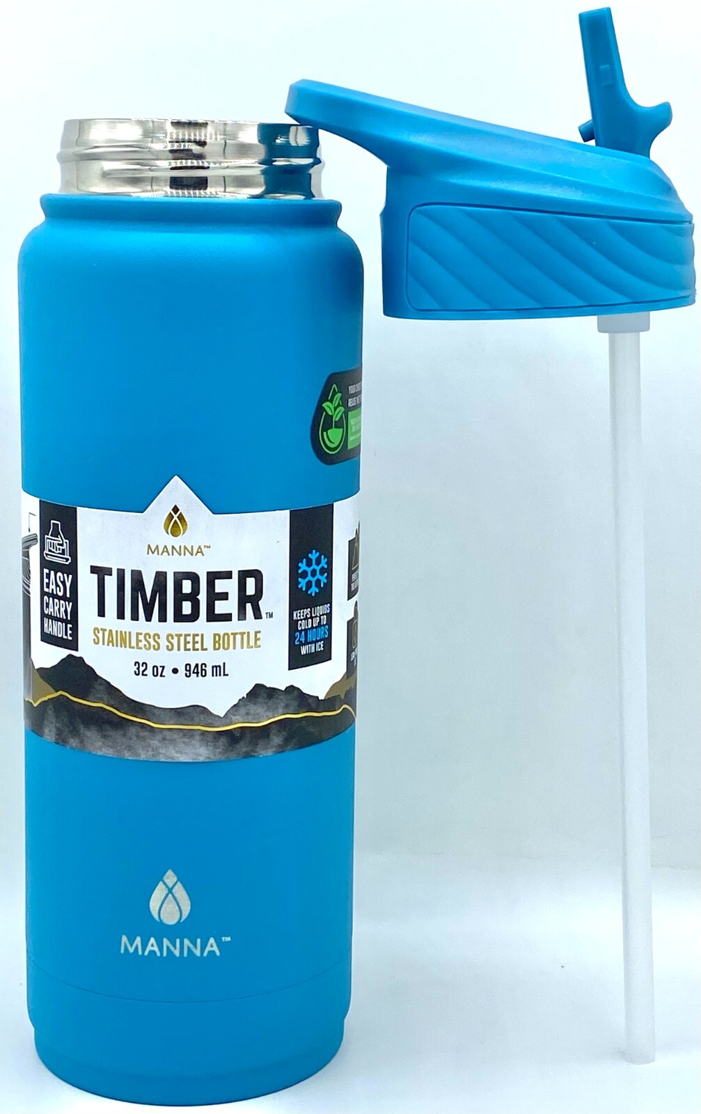Manna Timber Stainless Steel Water Bottle Teal 32.oz New