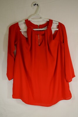Landa by Dora Red 3/4 Sleeve Top Size Small T18