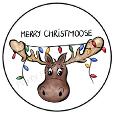 MERRY CHRISTMAS CHRISTMOOSE MOOSE ENVELOPE SEALS LABELS STICKERS PARTY FAVORS