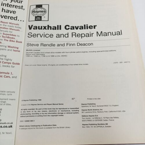 Haynes Vauxhall Cavalier Astra Zafira Owners Workshop Manual 4x Book Bundle - Picture 13 of 17
