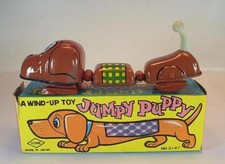 Yone Japan 2147 Blech Wind up Toys Jumpy Puppy Dog in O-Box #1406