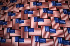 Patriotic American Flags Cotton Fabric 36" X 44"