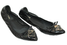 PRADA MIU MIU women ballet flat shoes sz 8.5 Europe 39 black with stone S9225