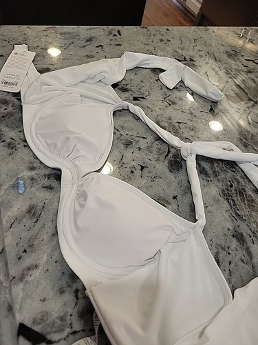 CRZ YOGA Women's tie back Bikini Swimsuit Top Sport Padded 36 B/C white NWT - Picture 2 of 12