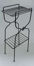 Vintage Mid Century Modern Black Metal Wire Magazine Rack Record Holder