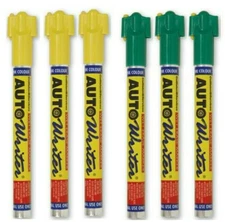 U.S. Chemical & Plastics AUTOWRITER PENS Yellow & GREEN - 6 Pens (3YELLOW 3GREEN