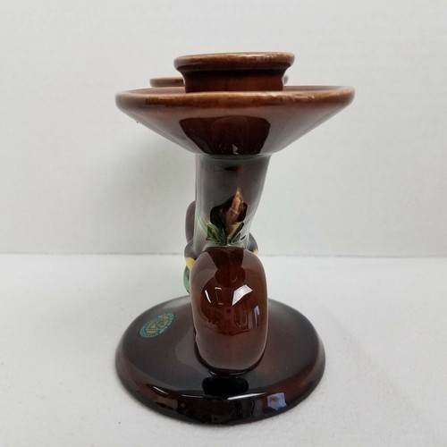 Steatit Osterr Edeleramik Brown/Blue Glazed Australian Double Candle Stick VTG - Picture 4 of 12