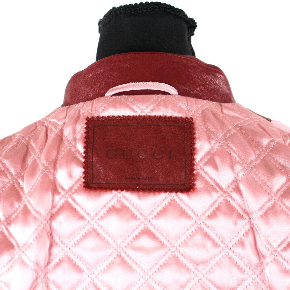 GUCCI Red Lamb Leather Biker Belted Silver Full-Zip Heavy Moto