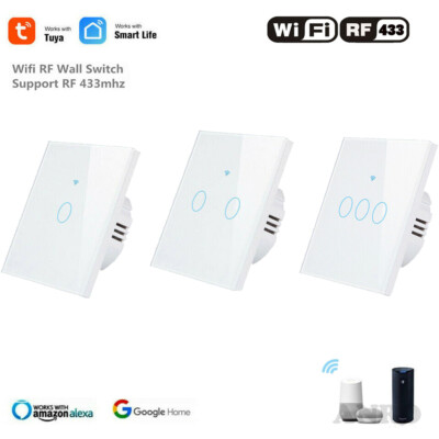EU Panel 1/2/3 Gang WiFi Touch Light Switch TUYA/Smart life APP for Alexa Google