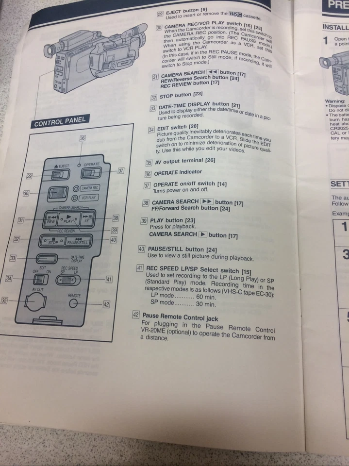 Sharp Quick Zoom 12 VL-C7950H Camcorder Instruction Operation Manual - Image 3 of 4