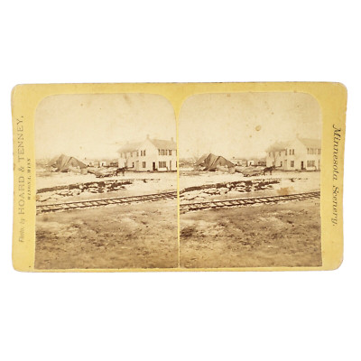 Fallen Barn in Winona Minnesota Stereoview c1875 Hoard & Tenney Disaster C1869