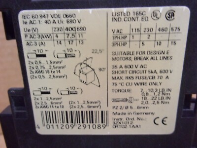 SIEMENS Sirius - Contattore - 3RT1025-1A..0 - Usato