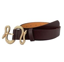 COTIM COYIN Women's Fashion Leather Belts with Snake Buckle Design Coffee