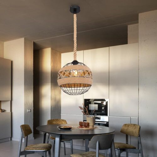 Lampe Suspension Boho Style Table En Tresse Chanvre D 30 CM - Bild 1 von 12