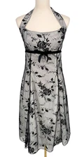 Y2K zum zum by Niki Livas women size 13/14 white black floral lace dress vintage
