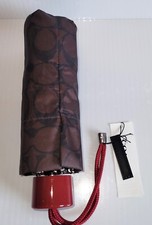 NEW Coach C4322 Signature Chestnut Brown Red Mini Umbrella UV Protection