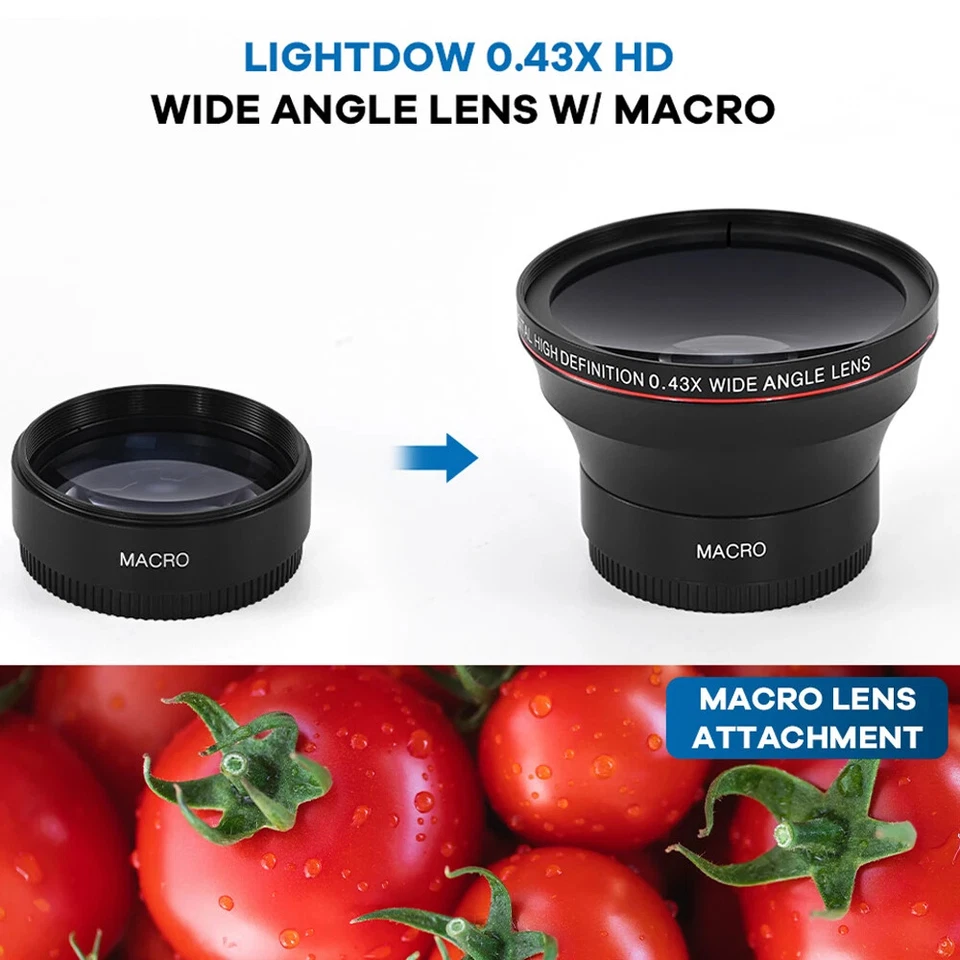 49/52/55/58mm 0.43x HD Super Wide Angle Lens with Macro Portion for DSLR Camera  - Image 3 of 4