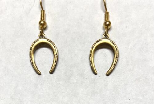 ACABADO ANTIGUO Pendientes Colgantes Latón - Diseño Herradura - Imagen 3 de 4