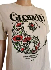 ODM Growth Yin Yang T Shirt Short Sleeve Crew Neck Unisex Beige Size M(38-40)