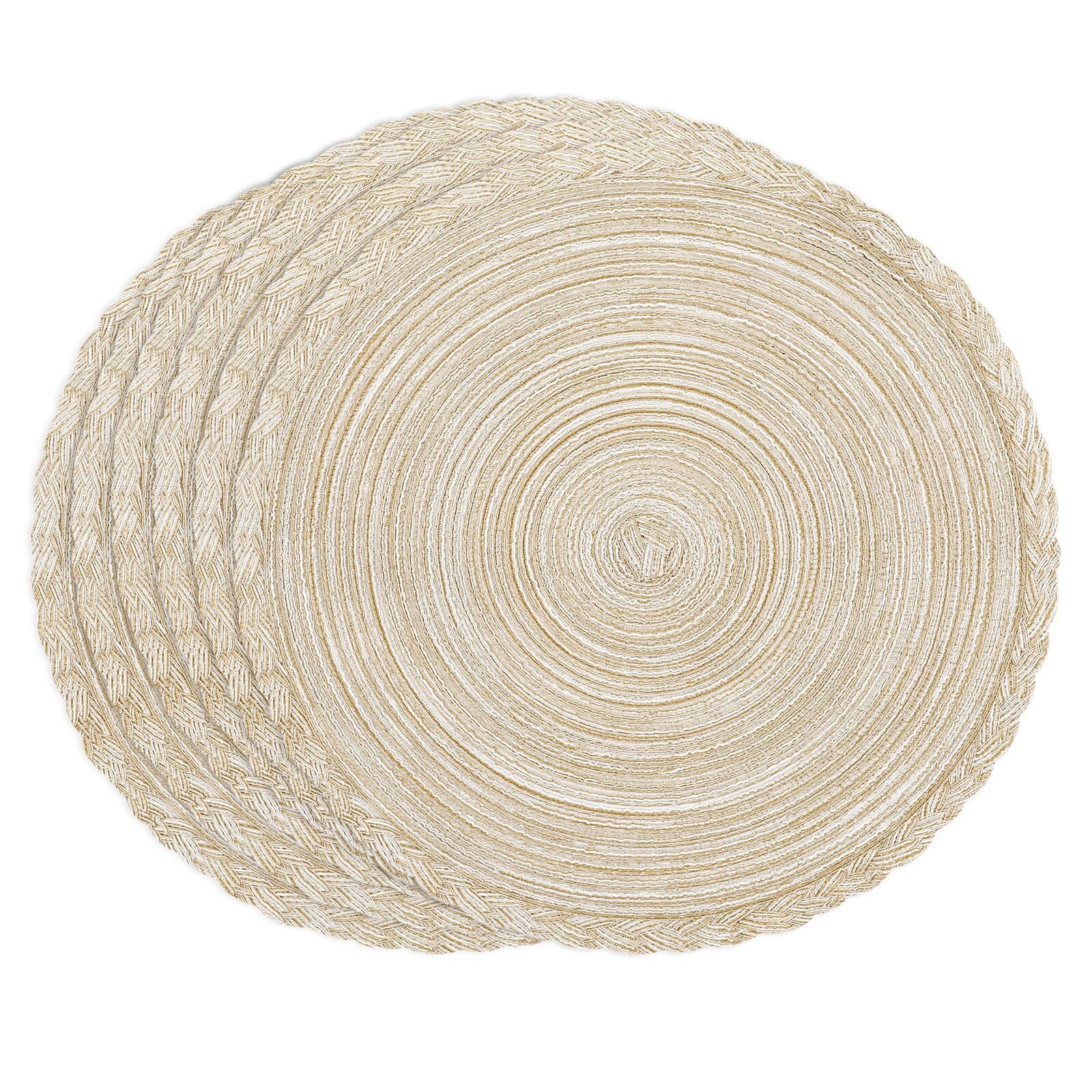 6 Pack 15 Inch Round Braided Cotton Placemats for Kitchen Dining Table