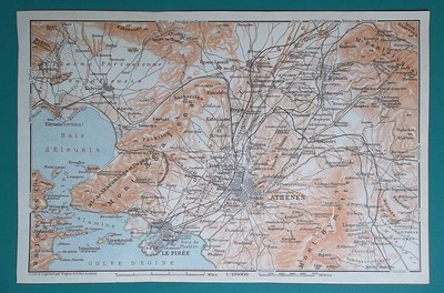 Menidi Maps GREECE Environs of Athens Piraeus Kalivia Menidi - 1911 MAP | eBay
